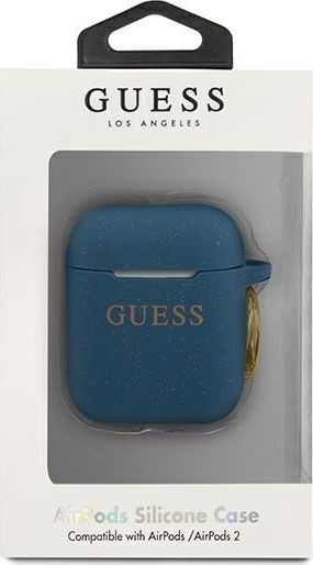Mbrojtëse silikoni Guess GUACCSILGLBL për Apple AirPods, e kaltër