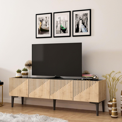 Set mobilie për TV melamine 154×37×45 cm (HM9435.01), zezë