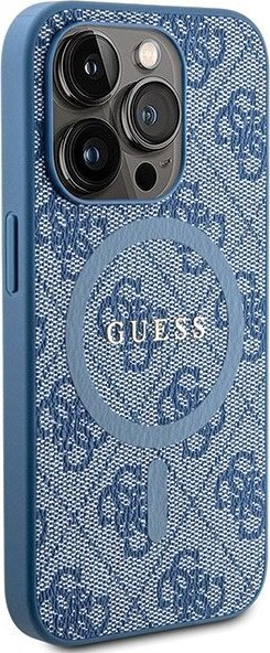 Mbulesë telefoni Guess 4G Collection MagSafe për iPhone 14 Pro Max, lëkurë eko, blu