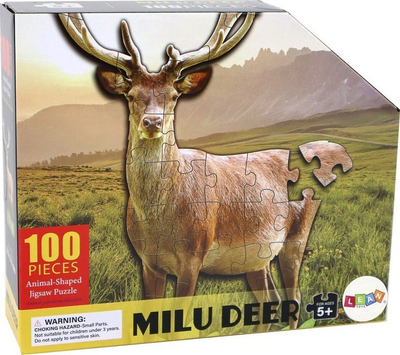 Puzzle LEAN Milu Deer, 100 copa, formë kafshe, shumëngjyrësh