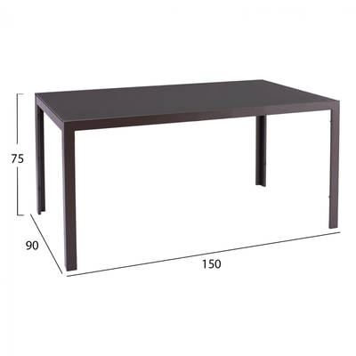 Tavolinë metalike + xham 150×90×75 cm,"HM5767.02", kaftë