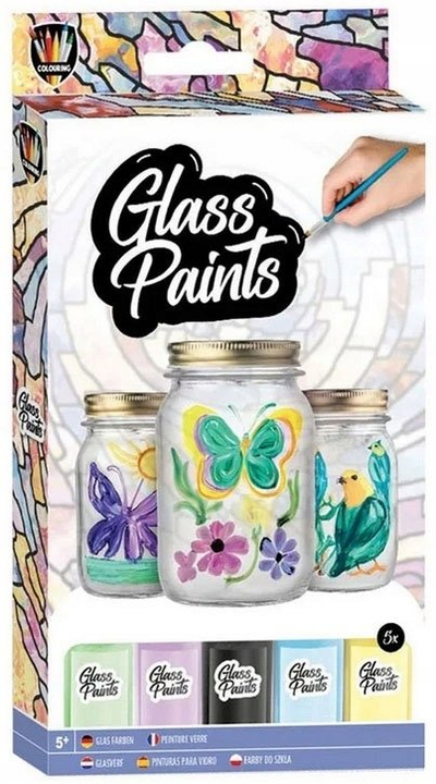 Set bojë xhami Grafix Glass Paint, 5x22ml, me furçë