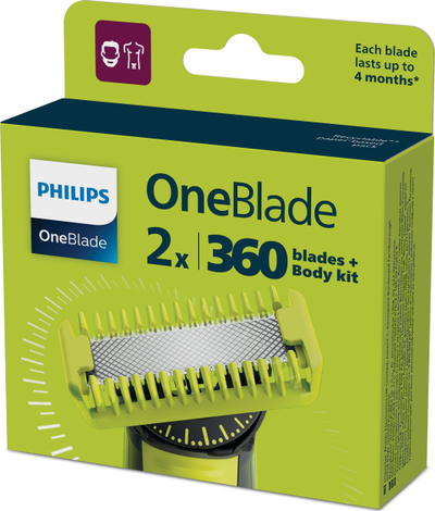 Teh zëvëndsues Philips OneBlade 360 QP624/50, set 2 copë, për fytyrë edhe trup