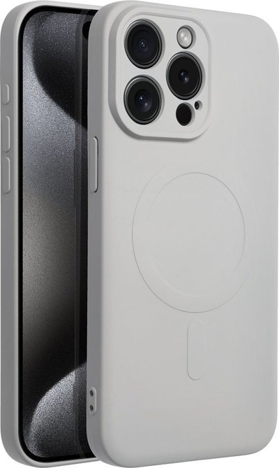 Kapak silikoni OEM me MagSafe për iPhone 15 Pro Max, gri