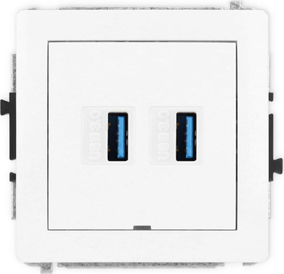 Prizë dyfishe USB Karlik DECO DGUSBBO-6, 2x USB A 3.0, e bardhë me shkëlqim