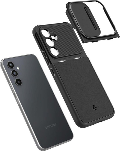 Kapak telefoni Spigen Optik Armor për Samsung Galaxy A54 5G, kapak kamere që rrëshqet, i zi