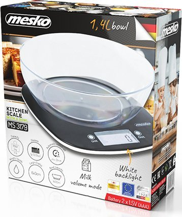 Кујнска вага со сад Adler MS 3179W, градација 1 g, бела