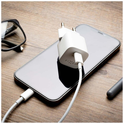 Karikues FIXED Mini USB-C, PD, 30W, bardhë