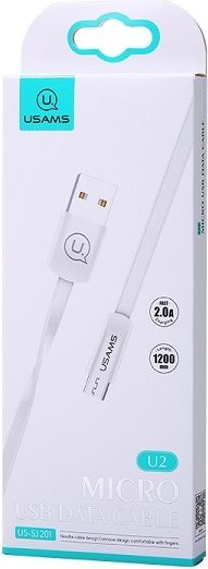 Kабел USB Usams SJ201MIC02, USB A во microUSB, 1.2 m, бел