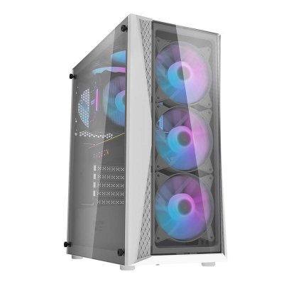 Kuti PC Darkflash DK352 Plus, ATX Mid Tower, 4 ventilatorë RGB, e bardhë