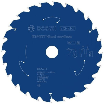 Disk sharre rrethore Bosch Expert Wood Cordless, 165mm, për dru, blu