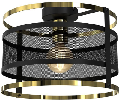 Lampë tavanore Luminex RIM 3902, E27, metal, e zezë me të artë