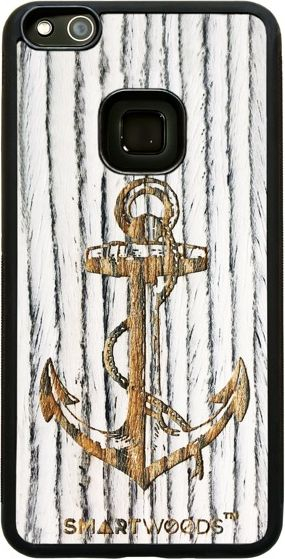 Këllëf telefoni Smartwoods Wooden Anchor për Huawei P10 Lite, dru natyral, motiv spirance, i bardhë