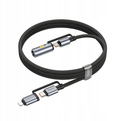 Kabllo makinë Hoco All in One, USB C Lightning, 60W, 1.2m, e zezë