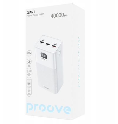 Power bank Proove Giant PBGI99320002, 40000mAh, 100W, i bardhë