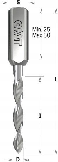 Freza stërvitëse CMT 314.030.22, diametër 3mm, bosht 10x30mm, rrotullim majtas