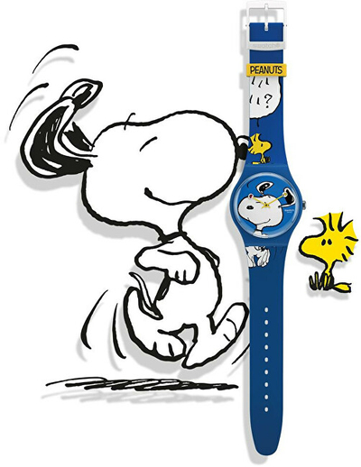Orë për djem Swatch Peanuts Hee Hee Hee, e kaltër