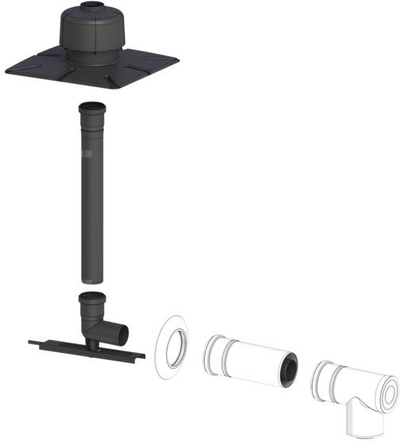 Set oxhaku koaksial Concept Shaft Ø 60/100, për kaldaja kondensuese, i zi