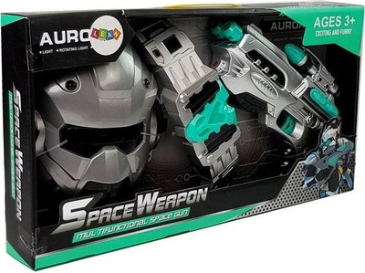 Set lodrash për hapësirë Leantoys Space Set, pistoletë me drita edhe zëra, maskë edhe brez, ngjyrë argjendtë