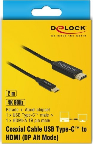 Kabllo Delock USB C në HDMI, 2 m, e zezë