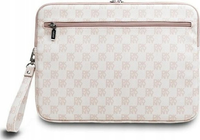 Këllëf laptopi DKNY nga material PU si lëkurë, me katrorë dhe vijë, 13-14", rozë
