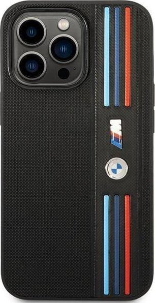 Mbulesë telefoni BMW M Collection për iPhone 14 Pro, lëkurë PU, me tre ngjyra, e zezë