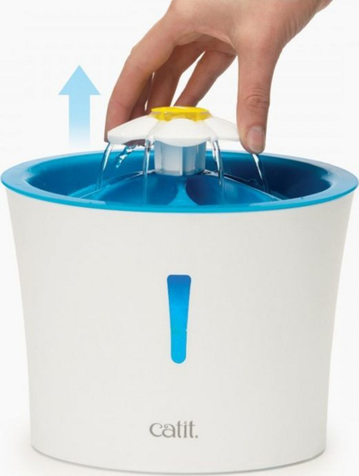 Burim uji për mace Catit Flower Fountain, 3L, dritë LED, blu e bardhë