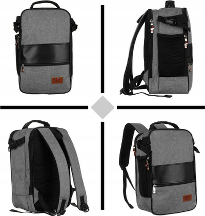 Çantë shpine udhëtimi Peterson Carry-On, 40x20x25 cm, për laptop 14", gri