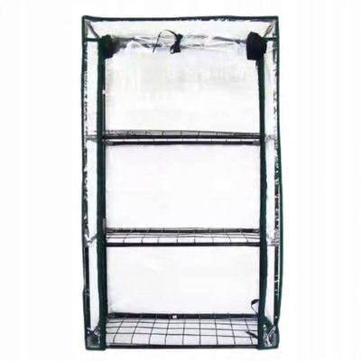 Sera mini për ballkon, 3 rafte metalike, PVC, 46 x 24 x 80 cm, transparente