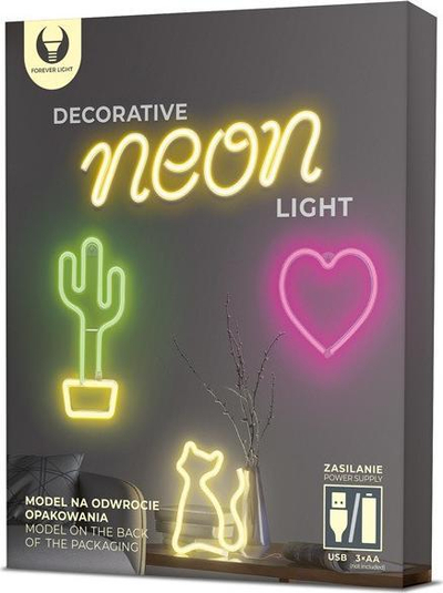 Dritë dekorative LED Forever Light Cat, neon, e bardhë e ngrohtë
