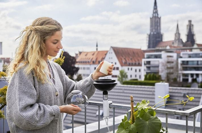Llambë dekorative kopshti Gardena ClickUp Lantern, për dorezë ClickUp, e zezë transparente
