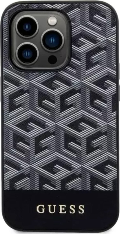 Kllaf telefoni Guess GCube Stripes MagSafe për iPhone 14 Pro Max, hardcase, i zi