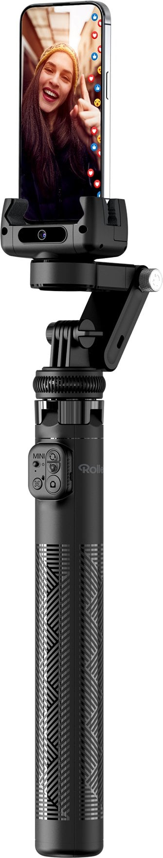 Stabilizues smartphone Rollei Easy Creator Gimbal AI, ndjekje automatike AI, dorezë teleskopike 3 në 1, i zi