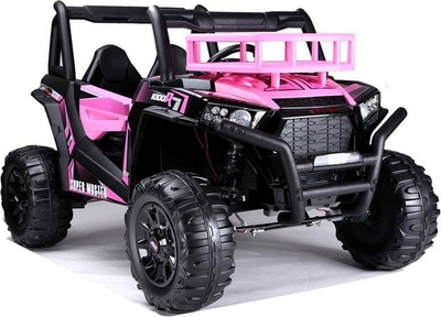 Makina elektrike lodër JS360, 2 ulëse, 143x76x51cm, rozë me të zezë