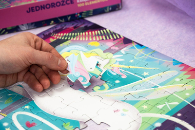 Set libër edhe puzzle Wydawnictwo Wilga Unicorns, 100 copa, shumëngjyrësh