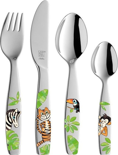Set pirunjash e lugësh për kalamaj ZWILLING Jungle, 4 copë, çelik inox, argjend