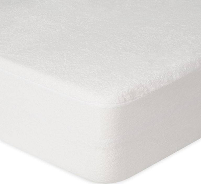 Заштитен чаршав со ластик FROTTE 01, 140 x 200 cm, непопропустлив за вода, бел