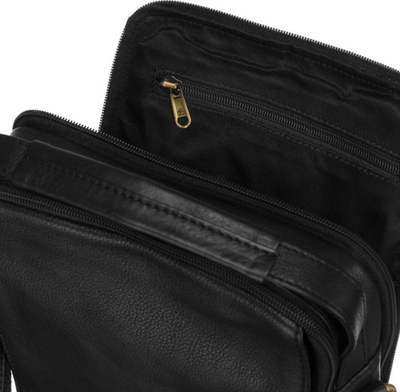 Çantë për burra Peterson PTN-371-NDM, lëkurë natyrale, crossbody, e zezë