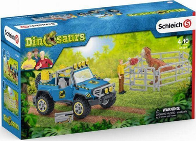 Set lodrash Schleich Off-road Vehicle Dinosaurs, 15 pjesë, xhip dhe dinozaur, me ngjyra