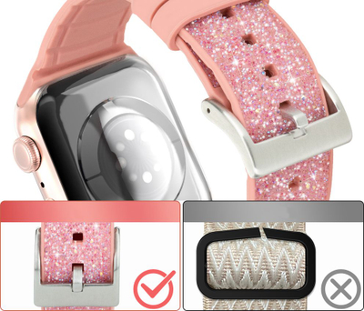 Rrip ore Kingxbar Crystal Fabric për Apple Watch 38/40mm, silikon, me shkëlqim, rozë
