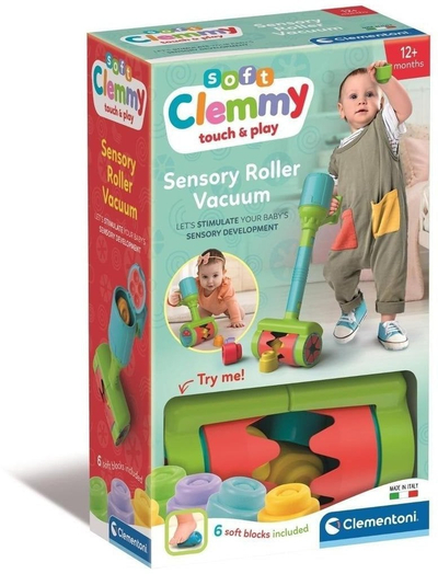 Играчка правосмукалка Clementoni Soft Clemmy, со 6 меки блокчиња, прилагодлива висина, шарена