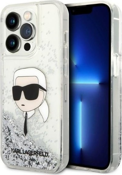 Kuti mbrojtëse Karl Lagerfeld KLHCP14XLNKH për iPhone 14 Pro Max, hardcase me glitter, argjendtë