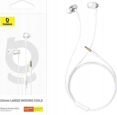 Жични слушалки Baseus Encok HZ11, 3.5 mm, со микрофон, бели