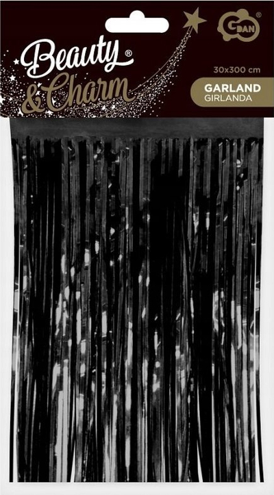 Garlandë zbukuruese Godan Metallic, 30x300 cm, me fije metalike, e zezë