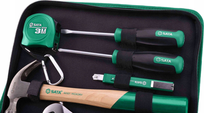Set veglash SATA Basic, 19 pjesë, me çantë, jeshile me të zezë