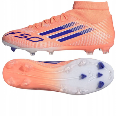 Çizme futbolli adidas F50 League Mid JI0888, FG/MG, Coral Blaze
