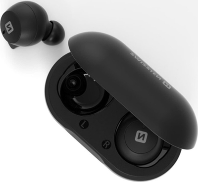 Kufje wireless Swissten Stonebuds, Bluetooth 5.0, me kuti karikimi, të zeza