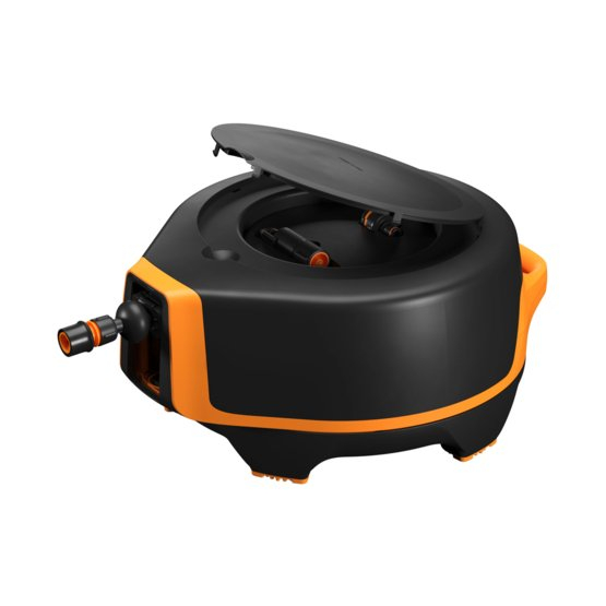Rrotë uji e serisë X Automatike XK 25m Q3 Fiskars, zezë/portokalli
