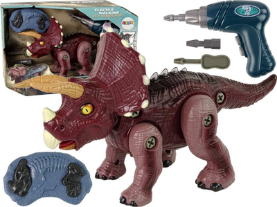 Lodër dinosauri me trapano plastik, me drita dhe tinguj, bordo