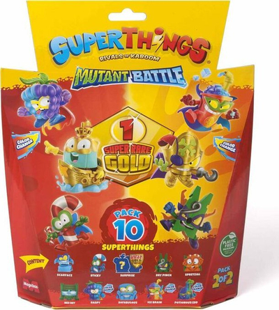 Set figurina SuperThings Mutant Battle, 10 copë, me figurë të artë, shumëngjyrëshe